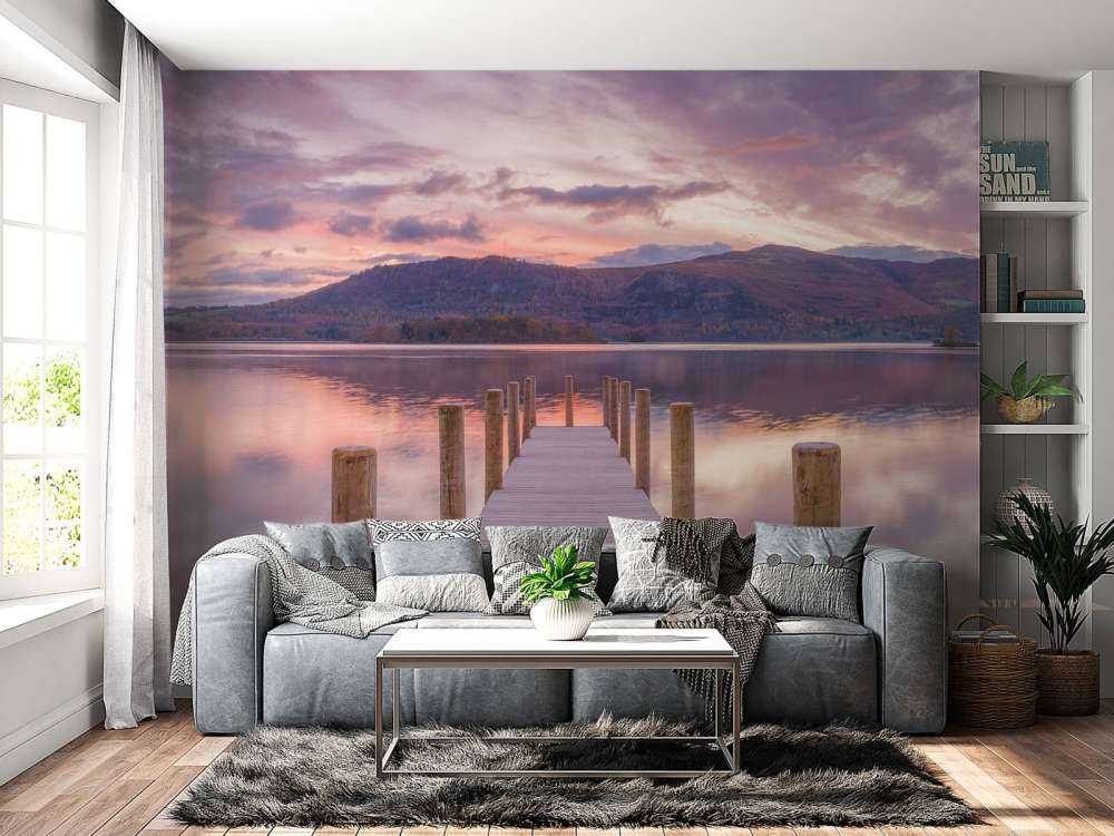 Brygge med solnedgang