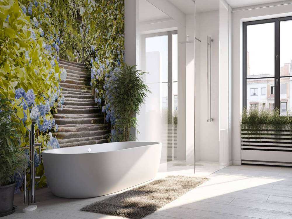 Blå blomster i parken