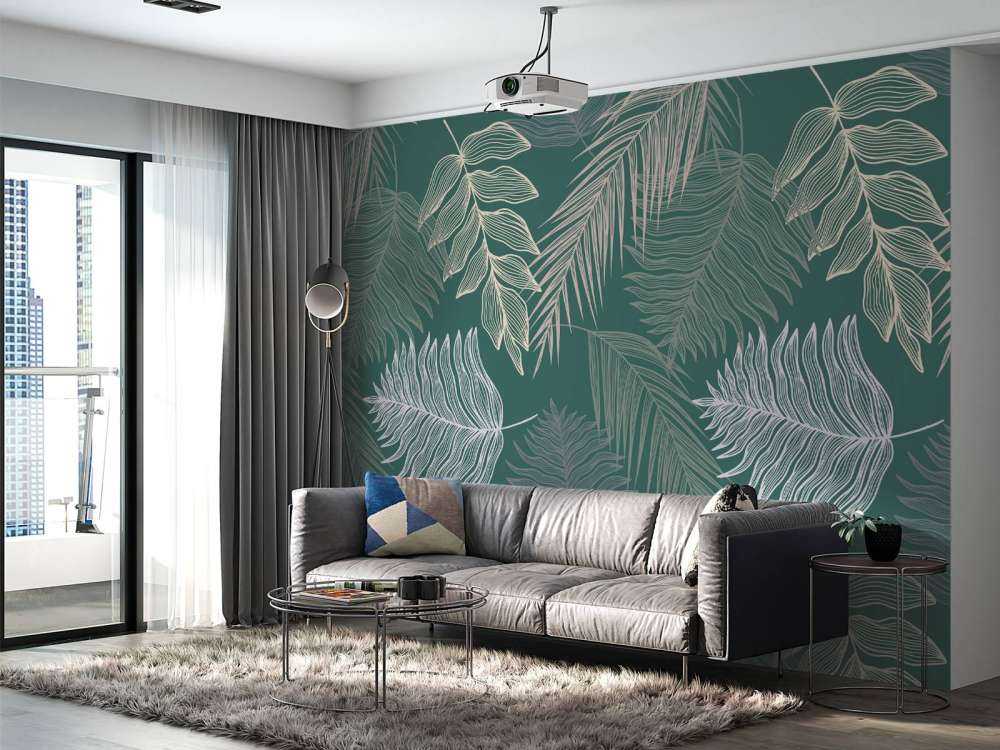 Palmeblad på grønn bakgrunn