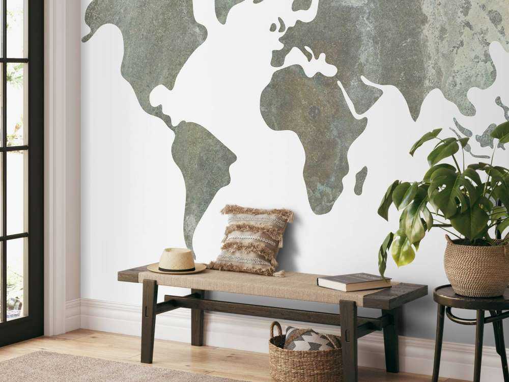 Grønt verdenskart av metallstruktur