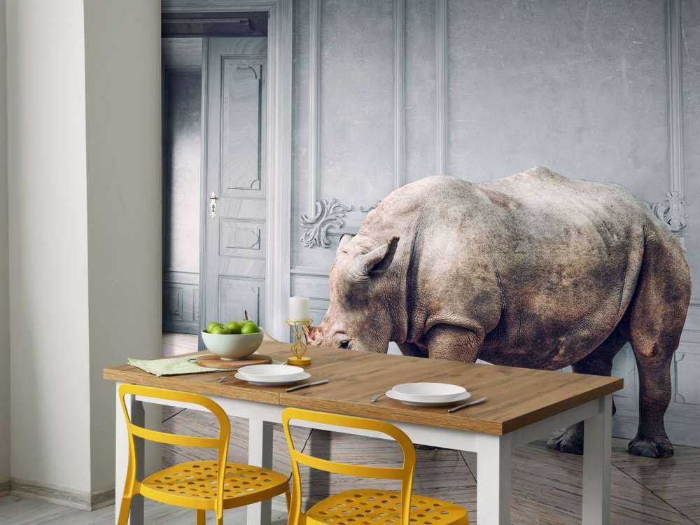 Neshorn med lampeskjerm