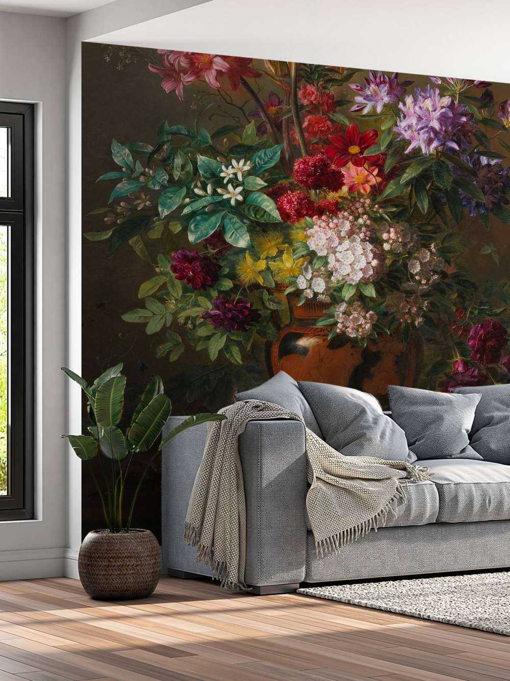 Stilleben med blomster i en gresk vase