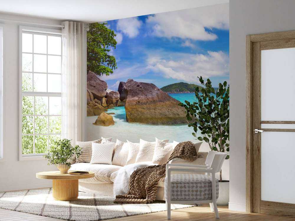 panoramaautsikt over en tropisk strand