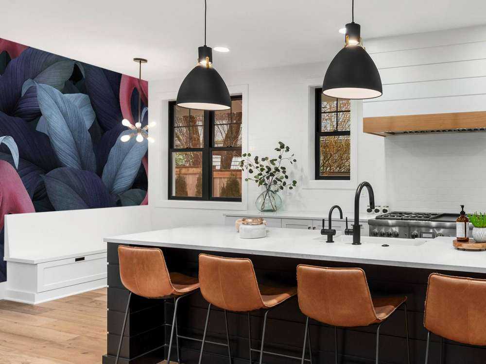 Flamingoer med blader