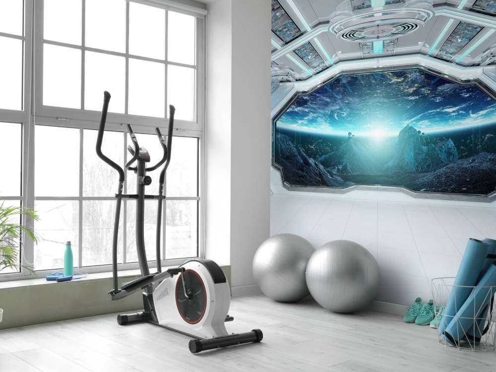 Rymdskepp med utsikt över en planet