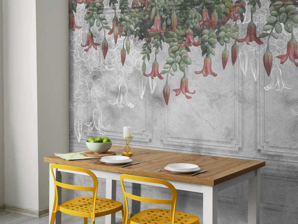 Klassisk grå panel med blommor