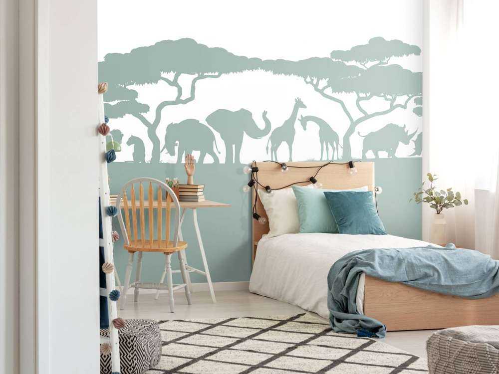 Silhuett safari djur, ljusgrön