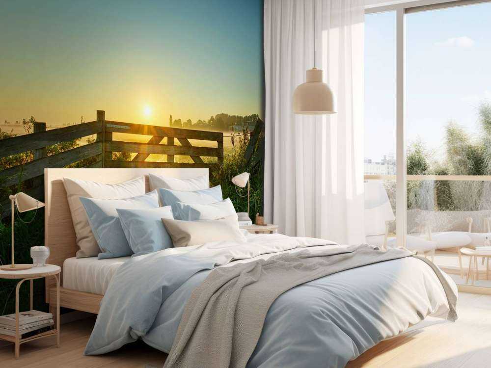 Staket vid soluppgång