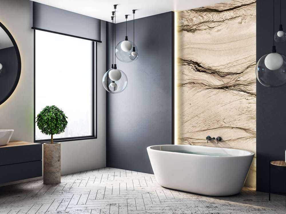 Vågig beige marmor