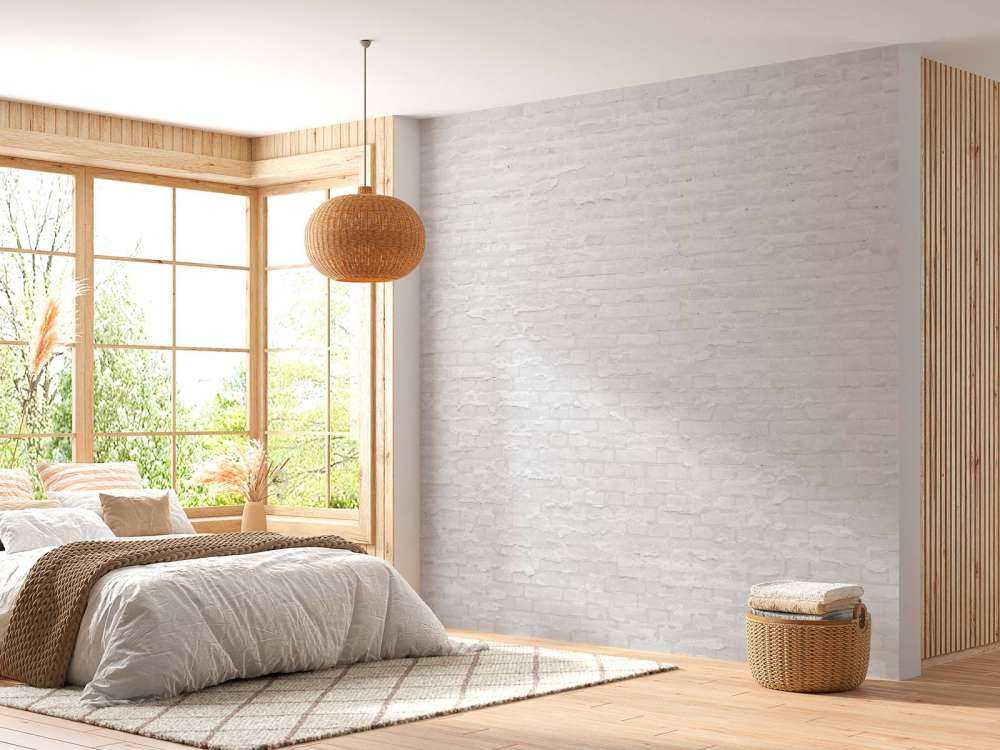 Vita tegelstenar med cement