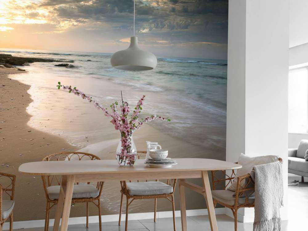 Sol nedgång stranden