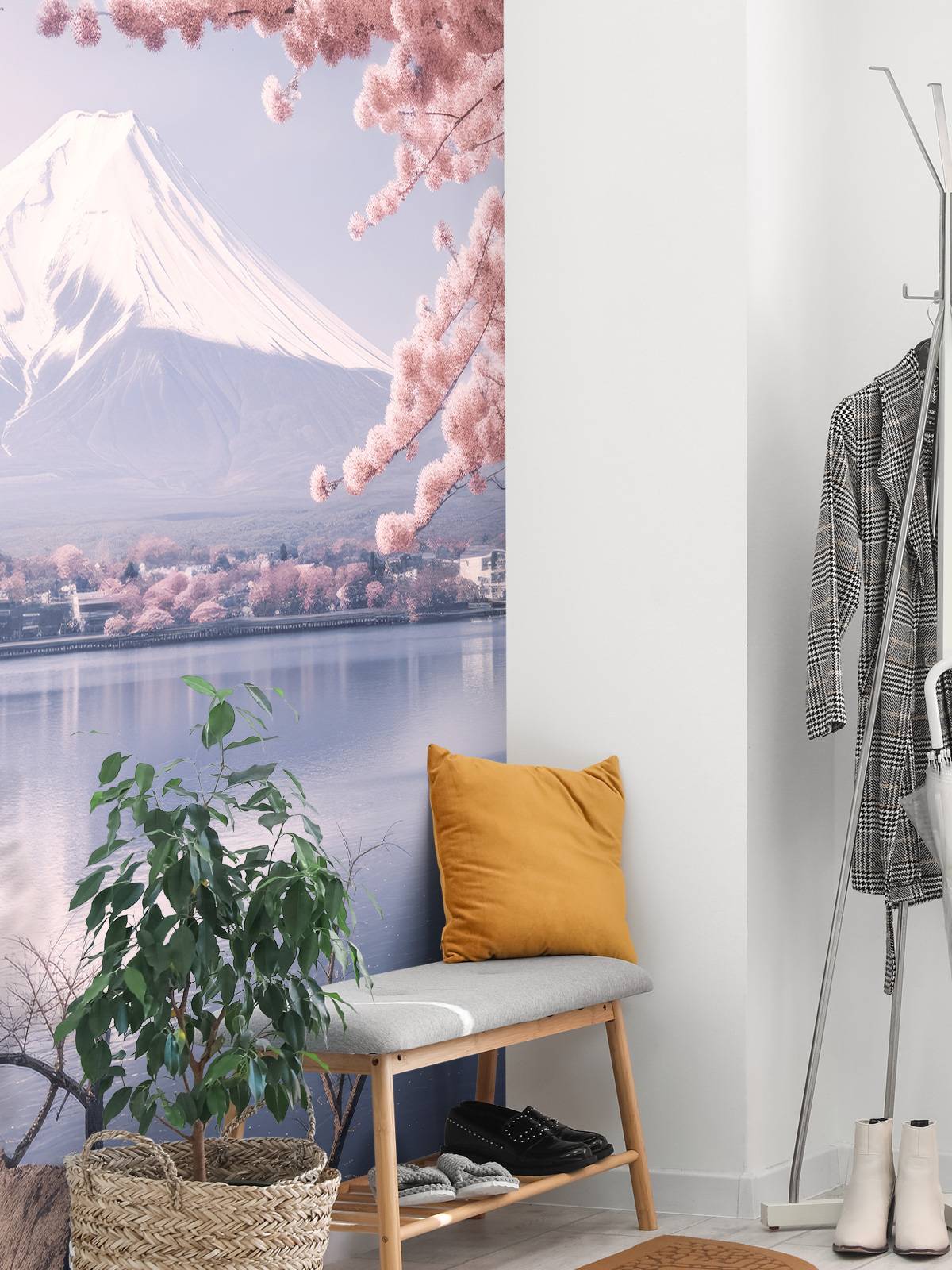 Mount Fuji med Obuchi tea plantation tapet, image size:1200x1600