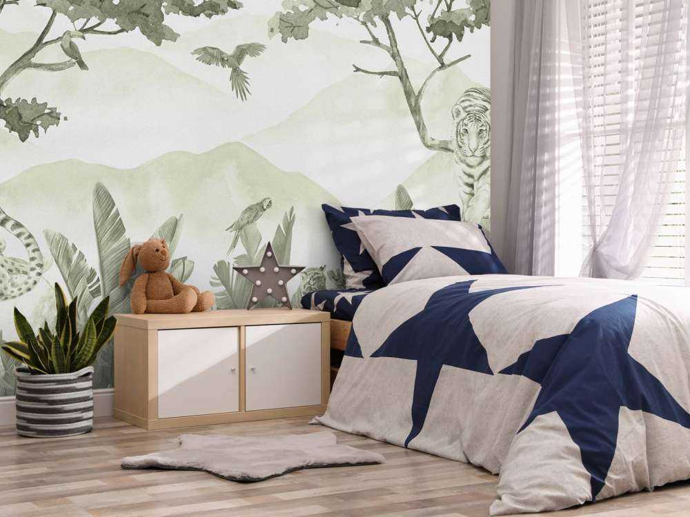 Rovdjur i djungeln i grönt