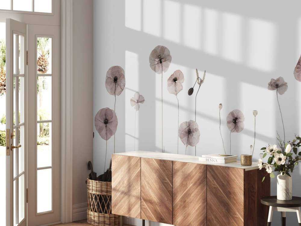 Vallmo blomma fält vintage