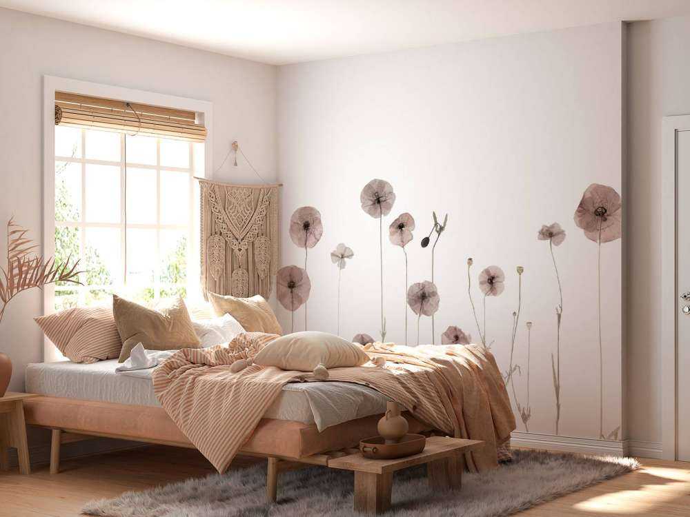 Vallmo blomma fält vintage