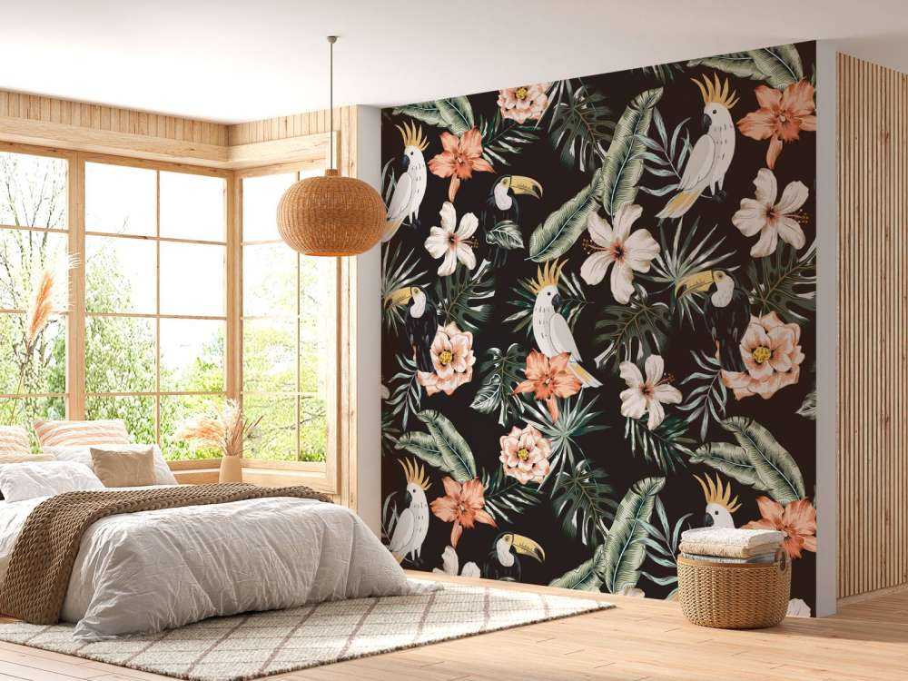 Tropisk thavn och papegoja