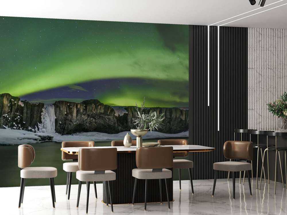 Panoramafoto av norrskenet