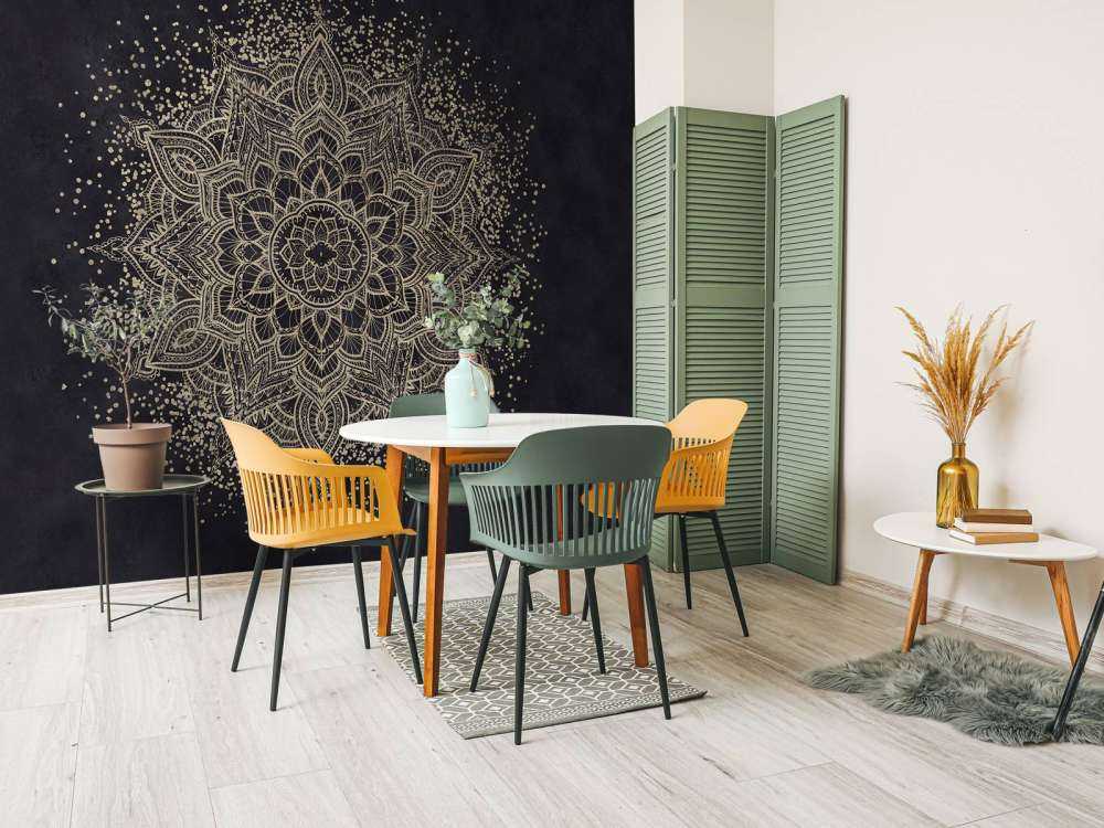 Golden Sparkling Mandala - mörk marinblå