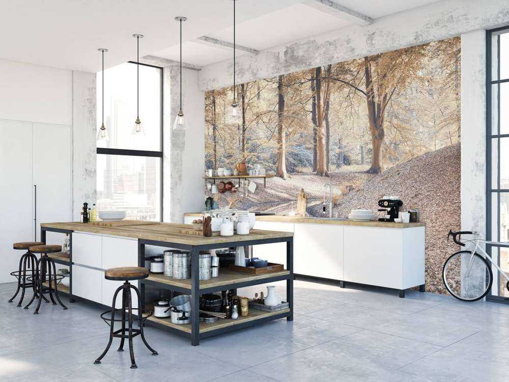 Bekk i skog - pastell