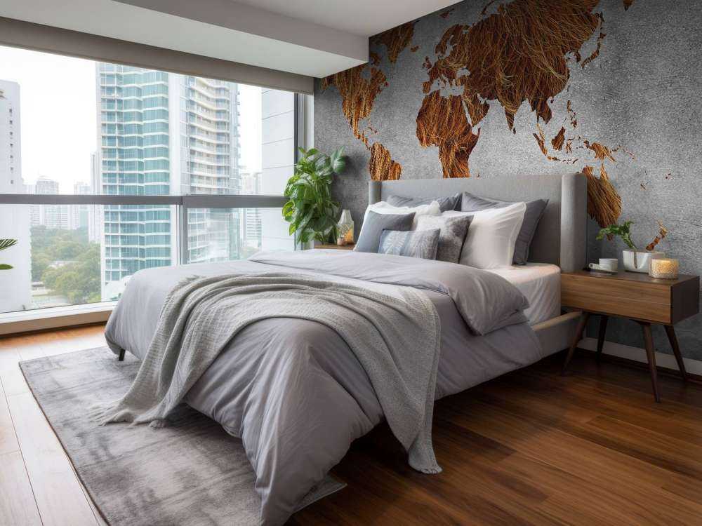 Verdenskart med pelstekstur