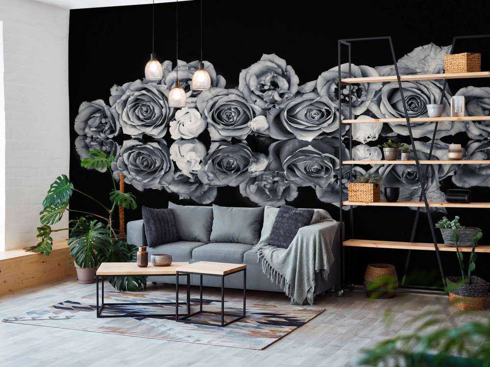 Rosebukett svart-hvitt