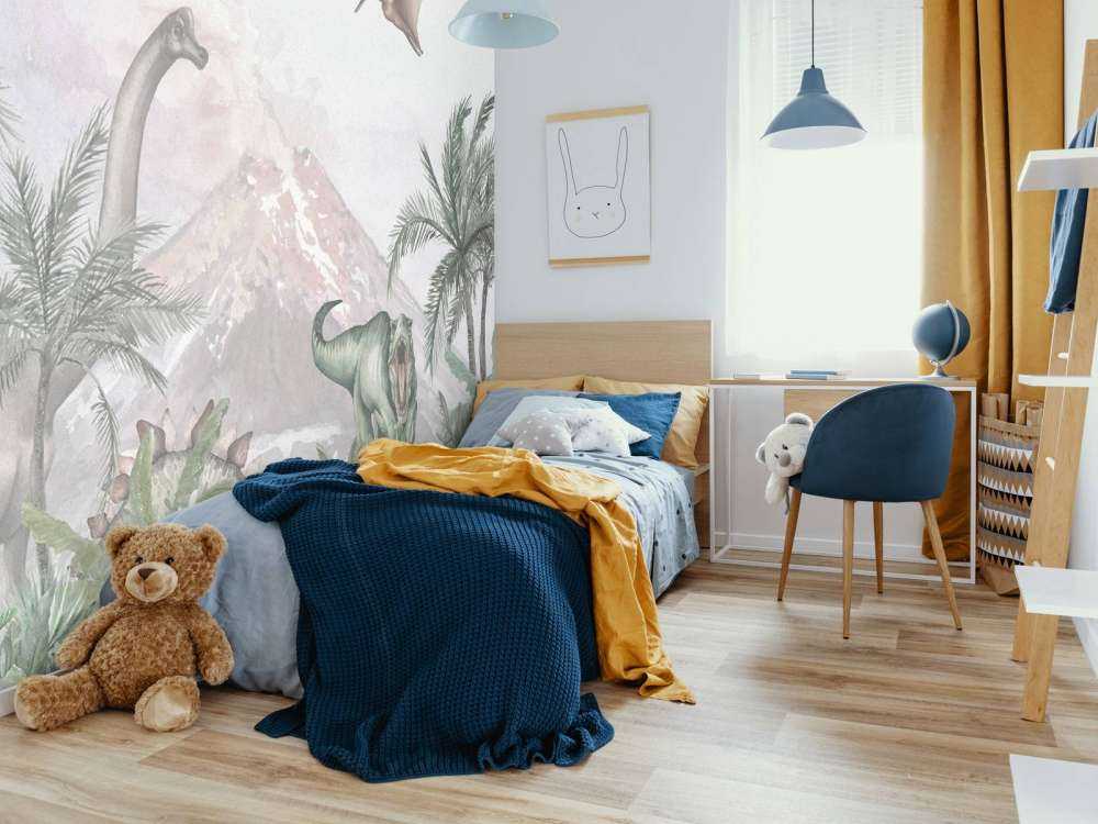 Dino ligger i nærheten av en vulkan