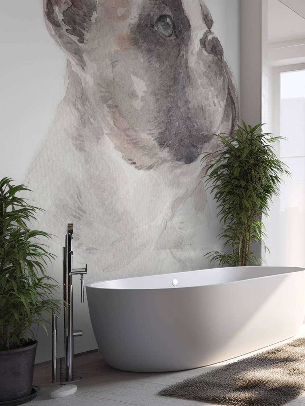 Akvarell fransk oksehund