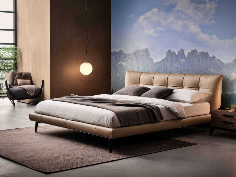 Fjell med trær og skyer