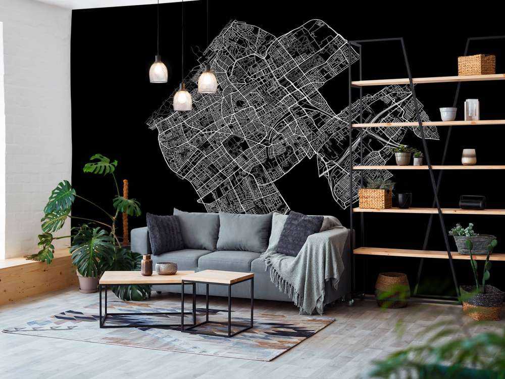 Kart over Haag, svart