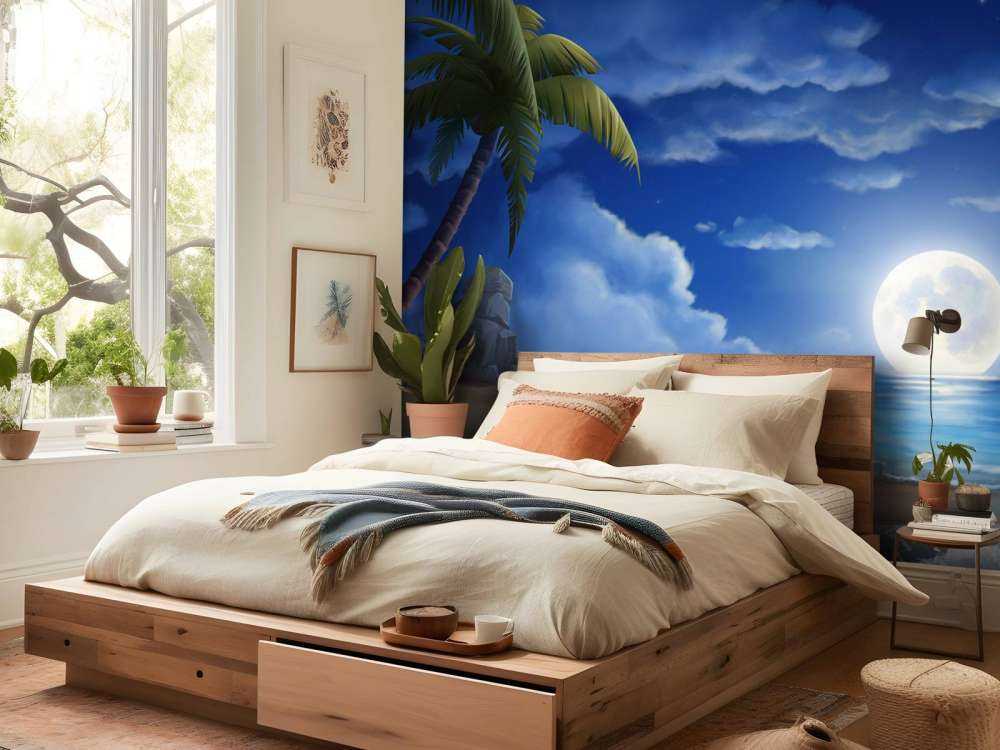 Vakker strand om natten