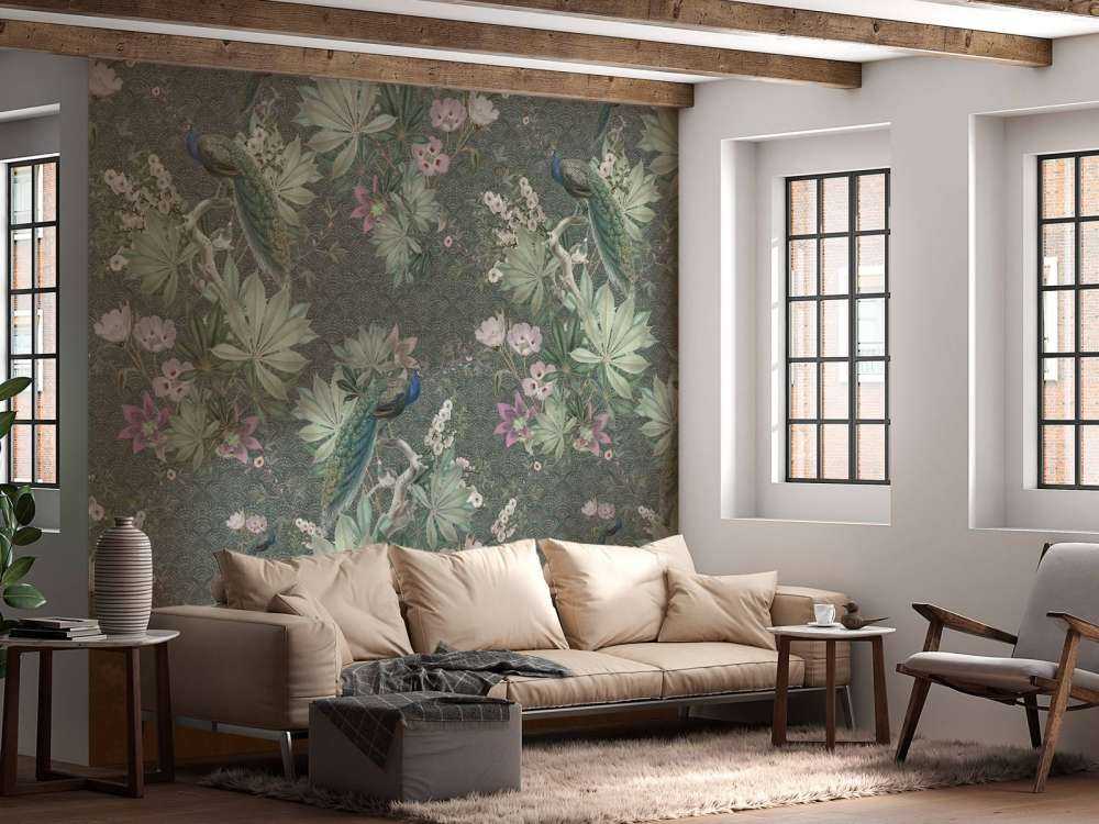 Vintage hagepåfugler - mørkegrønn