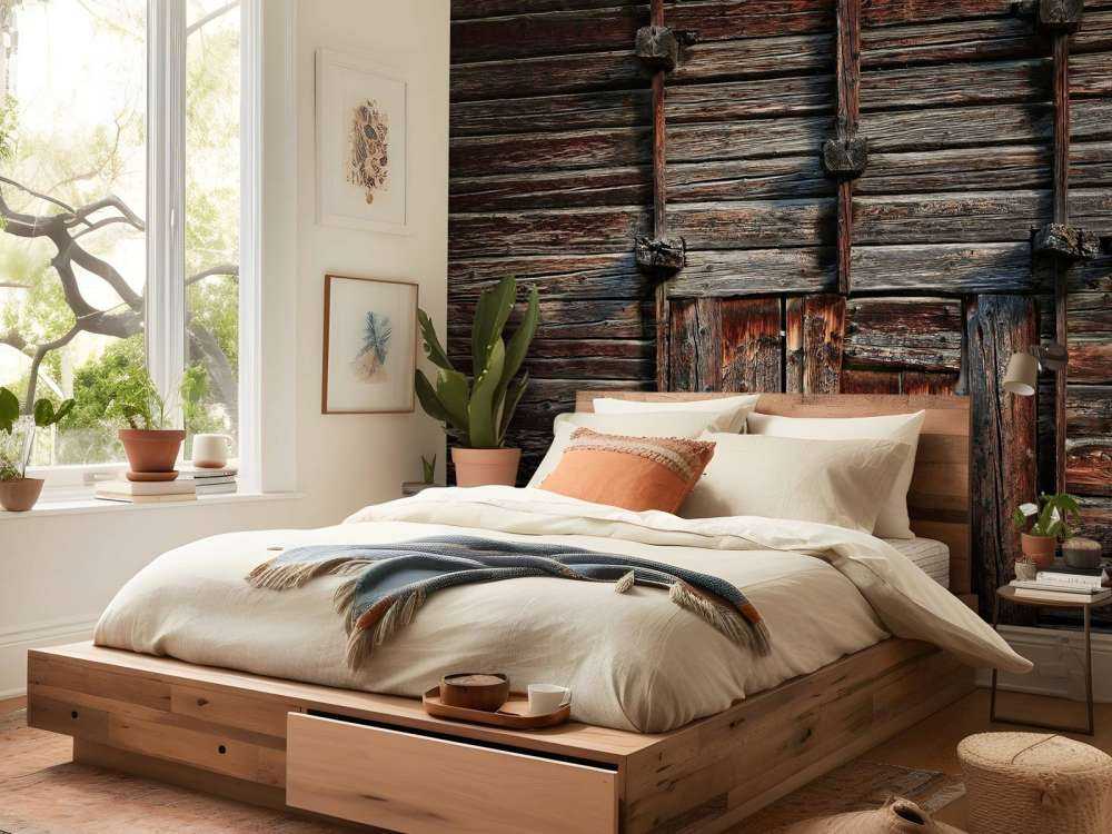 Gammelt træ med bjælker