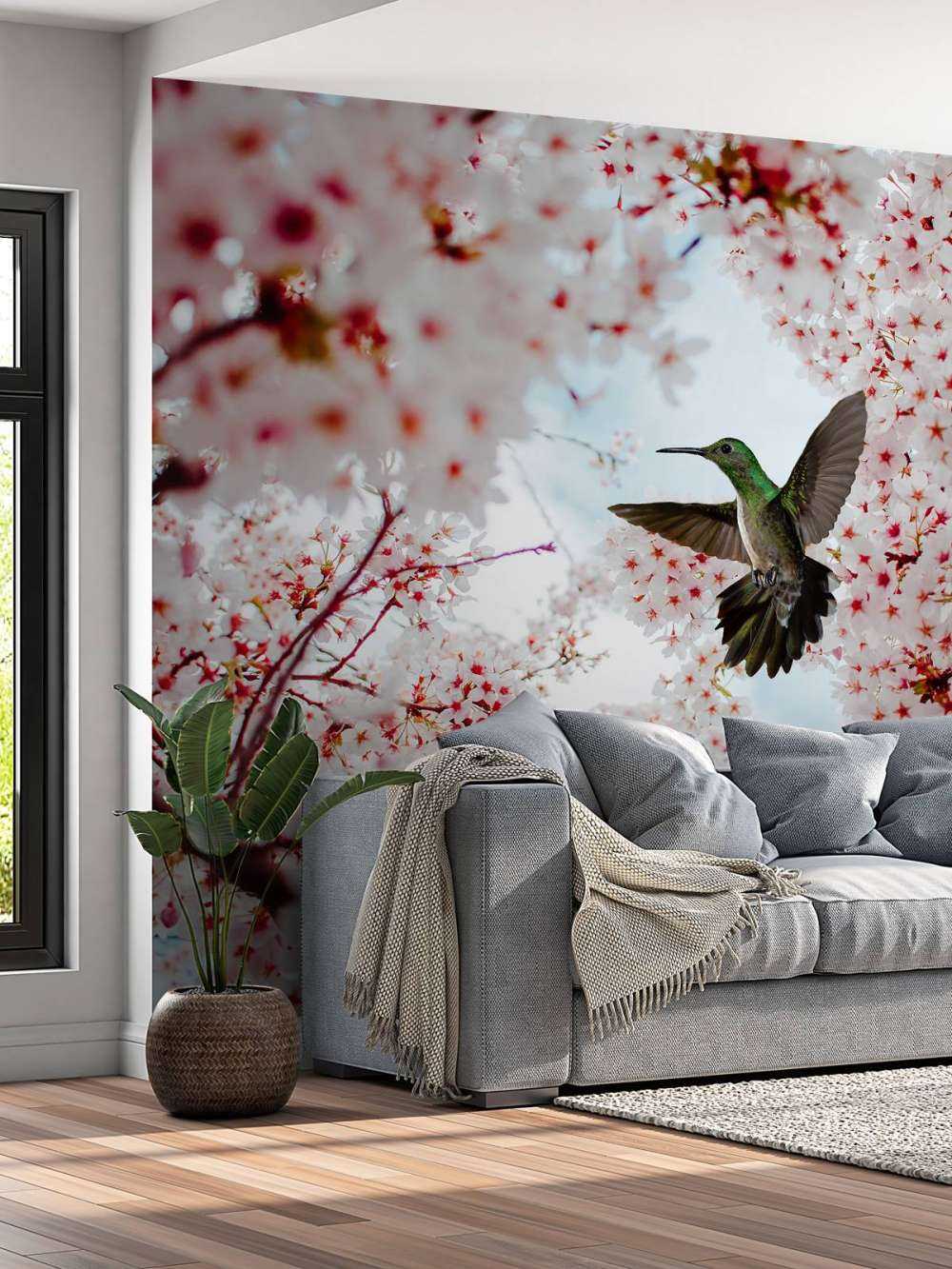 Kolibri mellem blomsterne