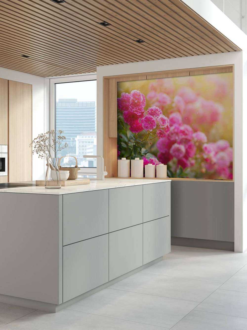 Lyserøde rosenbuske