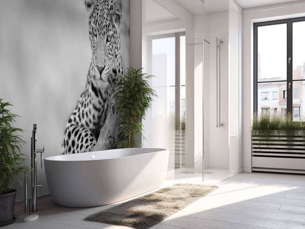 Leopard sort, hvid