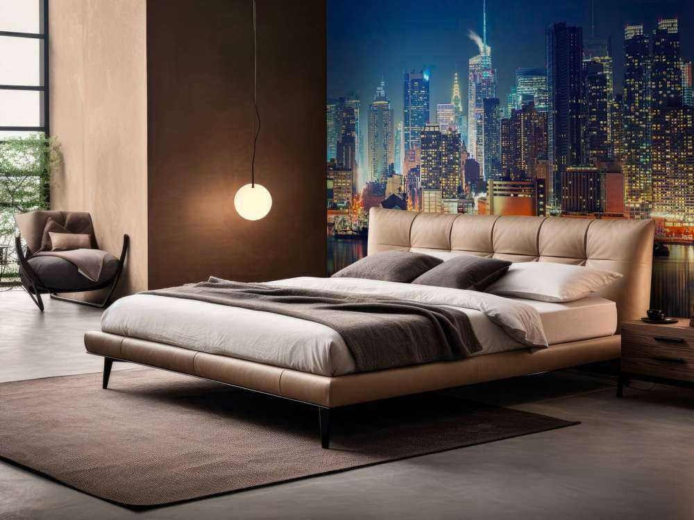 Fototapet New York skyline om natten