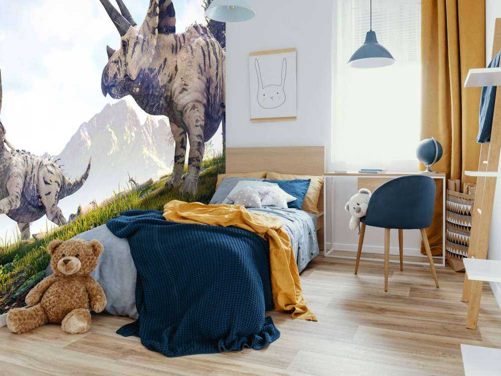 Dinosaurer på vej gennem landskabet