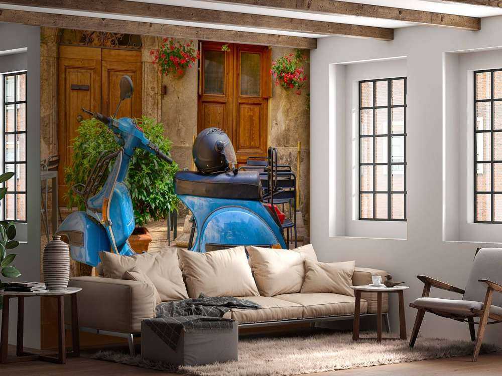 Blå scooter