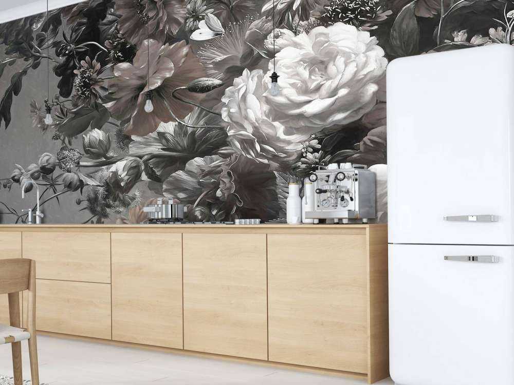 Stor buket med valmuer Sepia