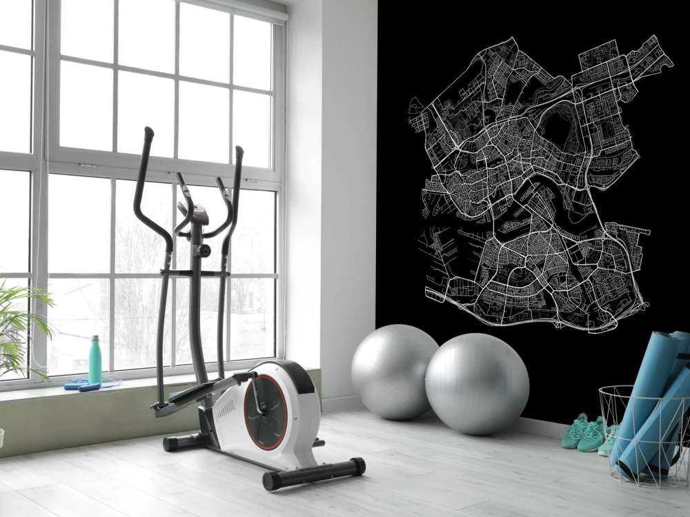 Kort over Rotterdam, sort