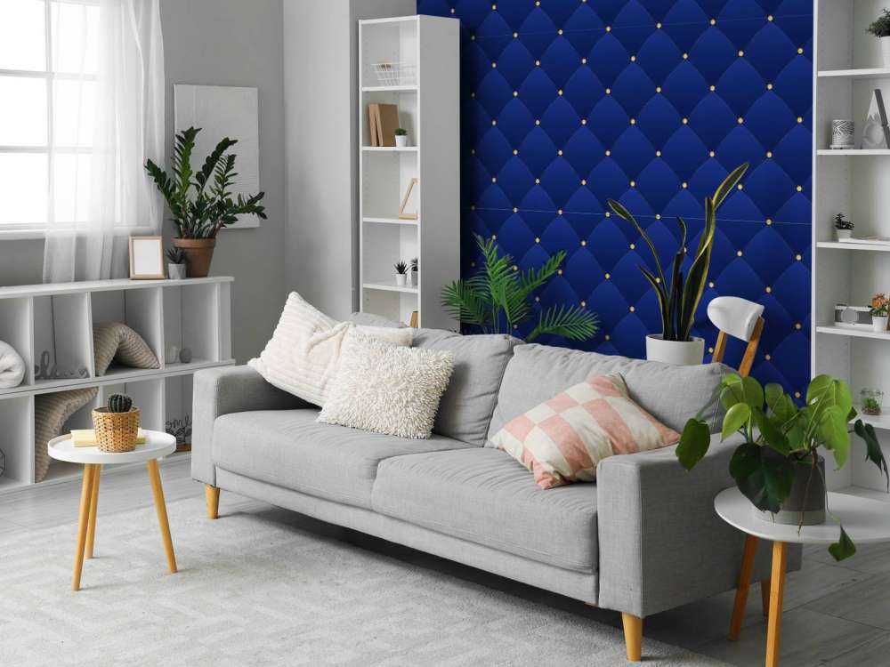 Mørkeblåt chesterfield mønster