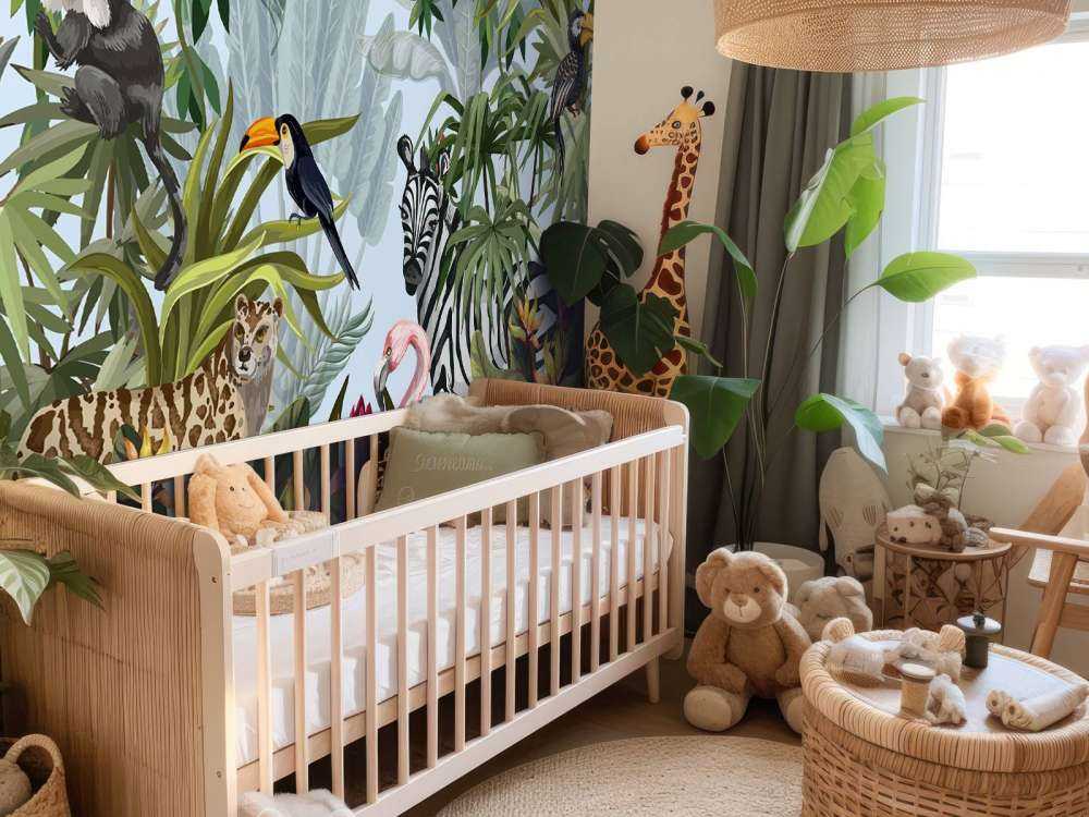 Farverig jungle med dyr