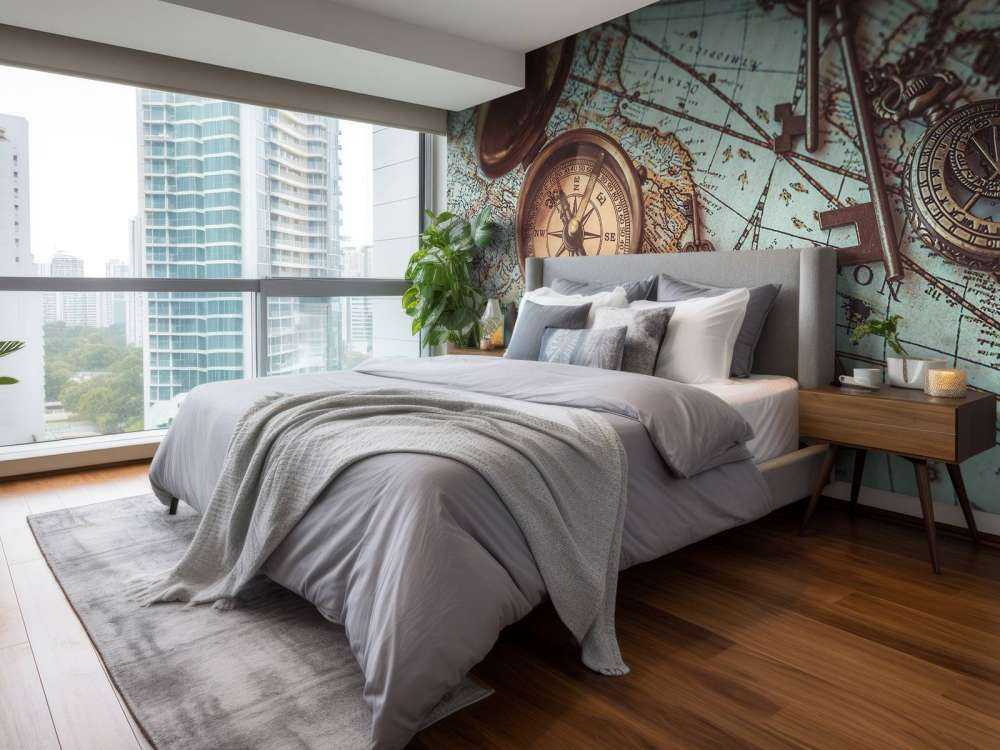 Vintage världskarta med kompass