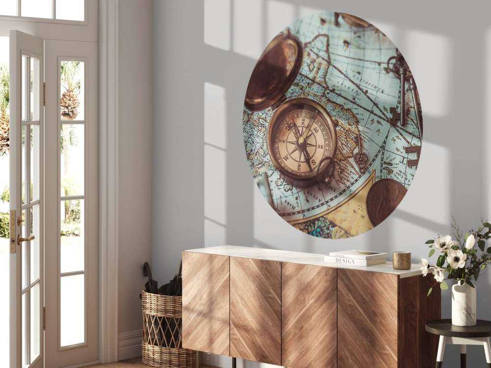 Vintage världskarta med kompass