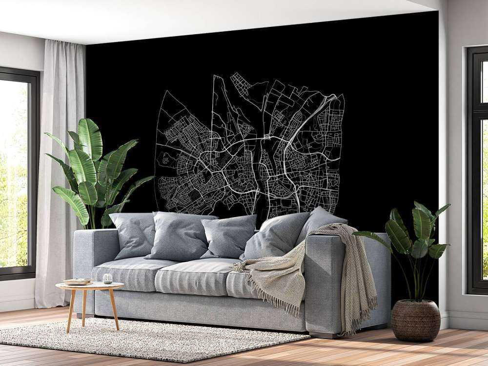 Karta över Maastricht, svart