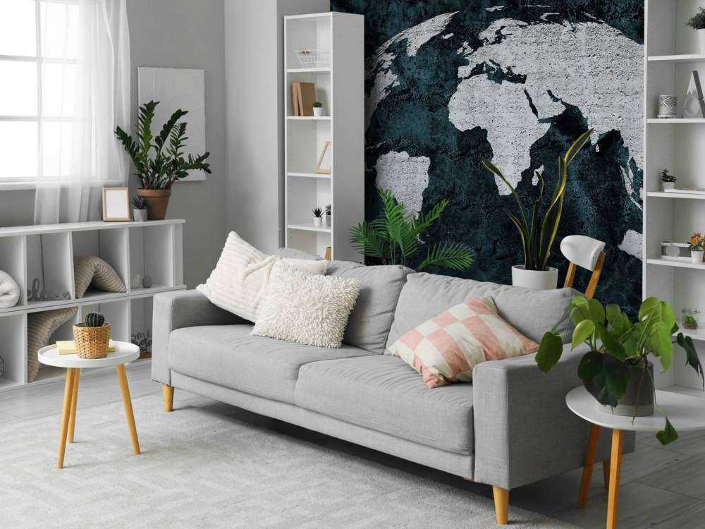 Världskarta betongkonstruktion