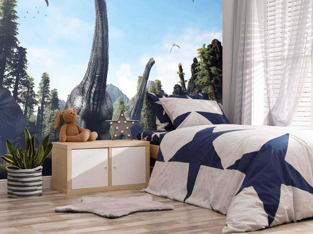 Alamosaurusgrupp som går genom en dal