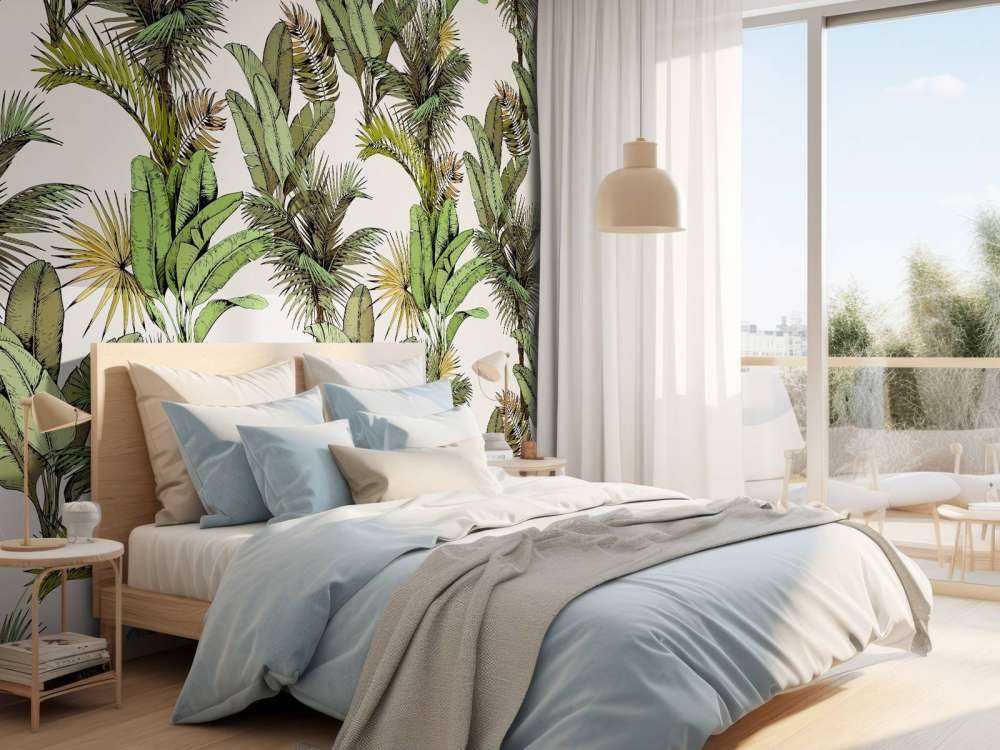 Tropiska palm- och bananblad