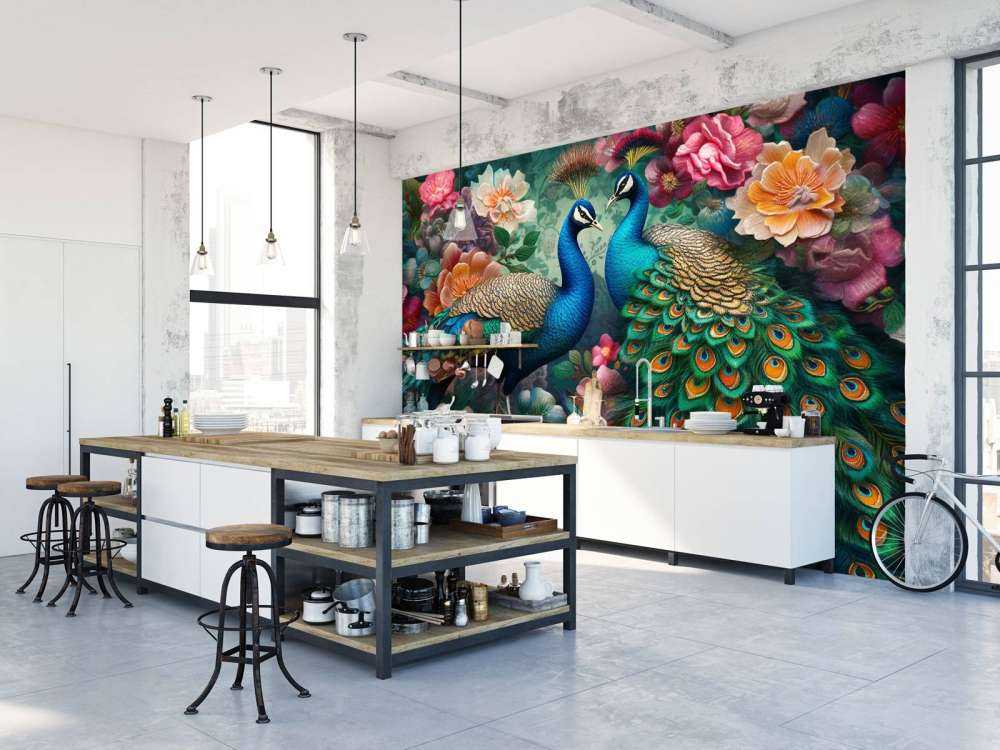 Blomsterboll med Påfåglar