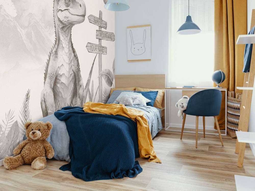 Baby velociraptor i den beige djungeln